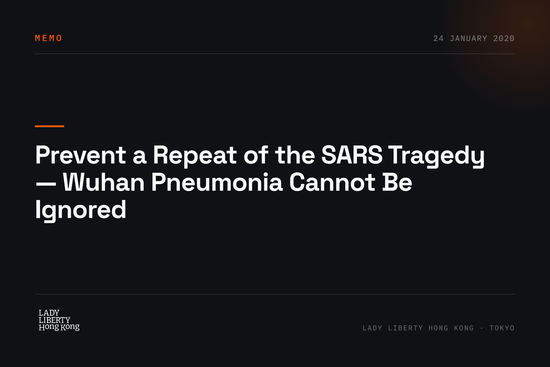 Prevent a Repeat of the SARS Tragedy — Wuhan Pneumonia Cannot Be Ignored