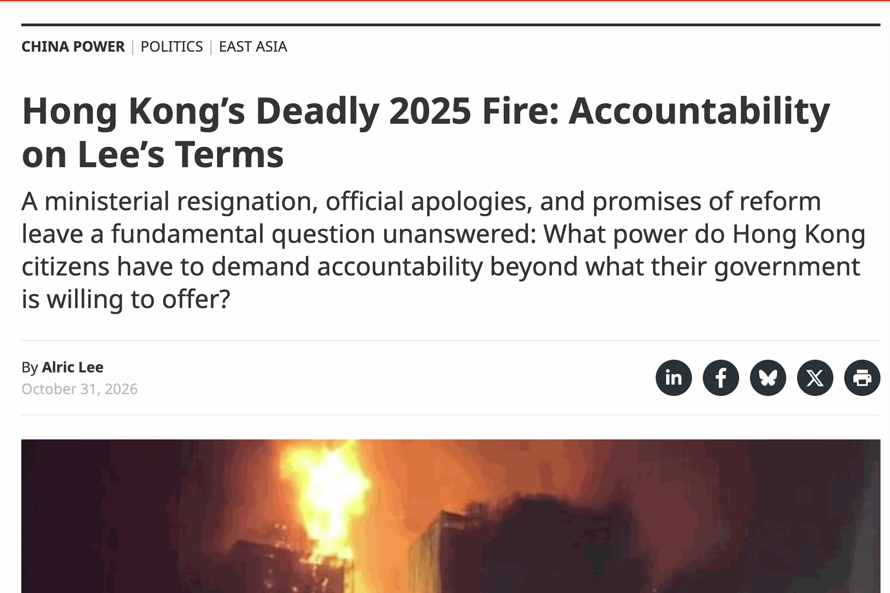 Hong Kong's Deadly 2025 Fire: Accountability on Lee's Terms