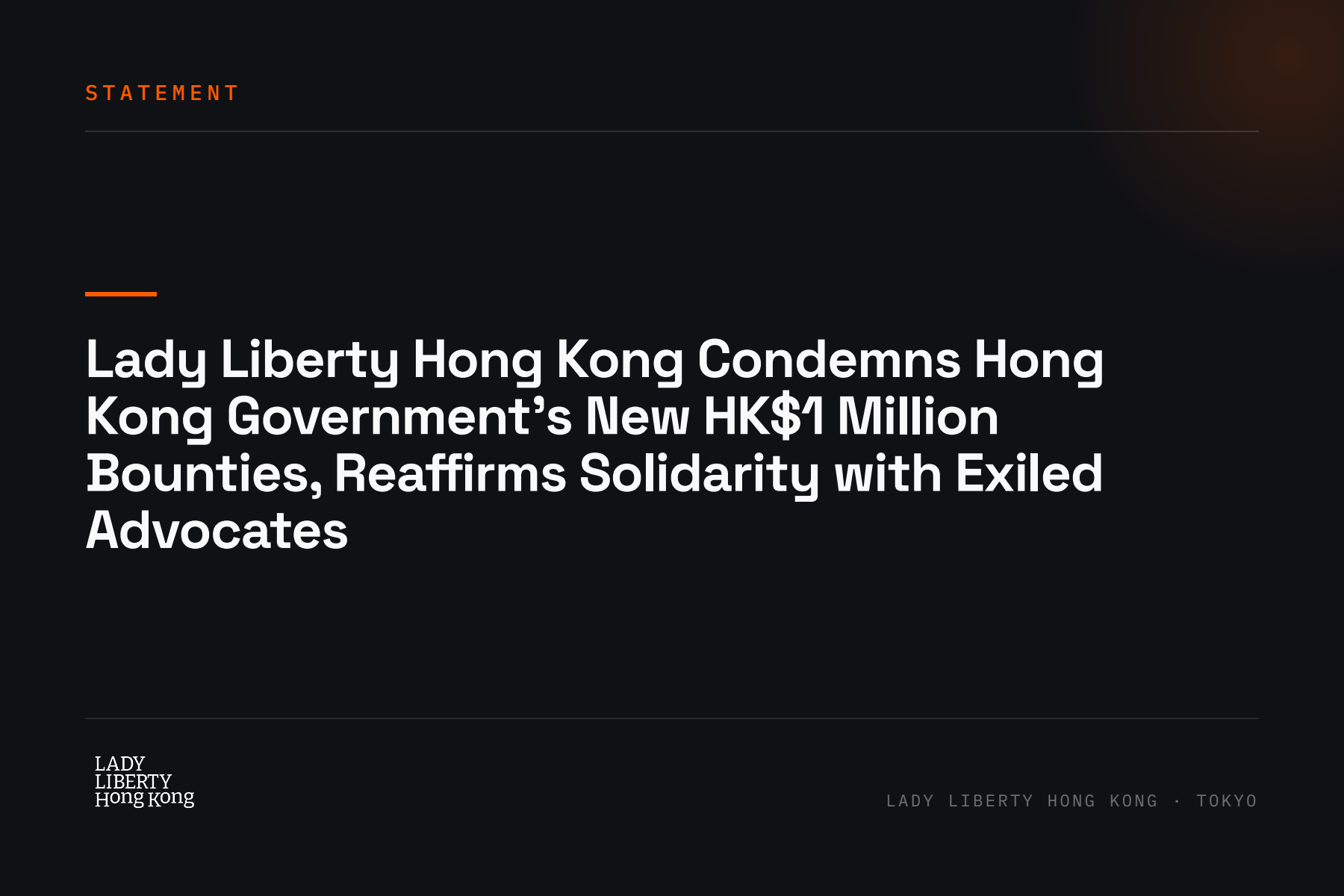 Lady Liberty Hong Kong Condemns Hong Kong Government’s New HK$1 Million Bounties, Reaffirms Solidarity with Exiled Advocates