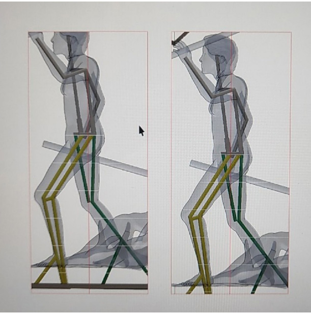 3D wireframe model of the figure on screen