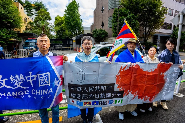 Protest Against the 76th Anniversary of the PRC — Outside the Chinese Embassy, Tokyo — 4 of 6